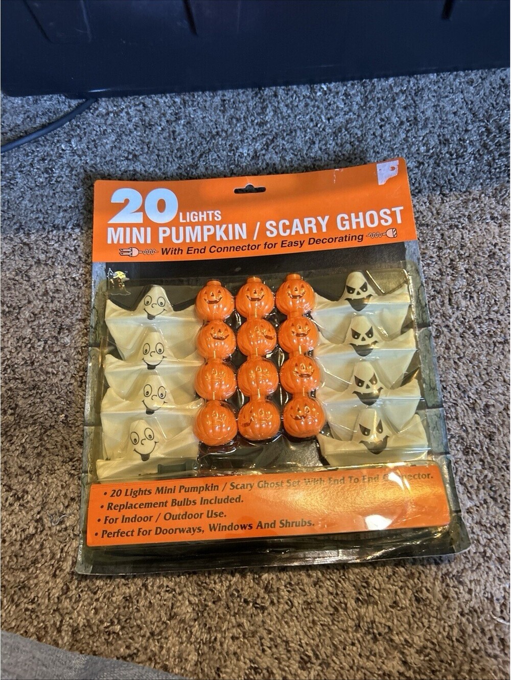 Vintage Mini Pumpkins Ghost Lights 20 Count . NIB